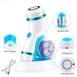 Electric Face Scrubbers 4 in 1 Electric Facial Cleansing Brush Skin Scrubber Deep Face Cleaning Peeling Machine Pore Cleaner Roller Massager L230920