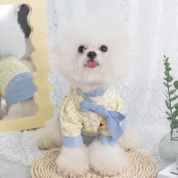 Vestuário para cães Cães Conjunto Vestido Floral Suspender Saia Roupas Gato Primavera Verão Pet Pequeno
