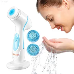 Scrubber elettrico per il viso Spazzola per pulizia elettrica 3 in 1 Spazzola per pulizia rotante sonica Sistema spa galvanico per il viso Pulizia profonda Rimuovi strumento per punti neri L230920