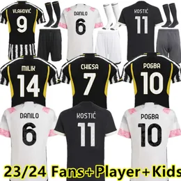 23 24 Vlahovic Chiesa Soccer Jerseys 2023 2024 MILIK POGBA MENT KIRDS