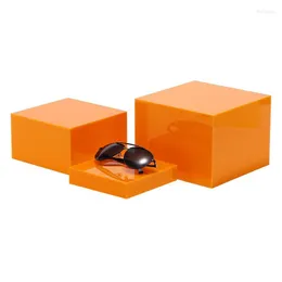 Conjunto de ferramentas para padaria, conjunto com 3 suportes acrílicos laranja, branco, preto, para alimentos, buffet, risers, cubo de exibição com fundo oco