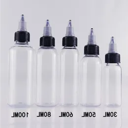 E Cig plastik damlalık şişeleri kapalı kapaklar 30ml 50ml 60ml 100ml 120ml kalem şekli tek boynuzlu at şişe e-sıvı nxnvg için