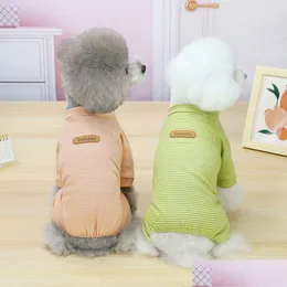 犬のアパレル丸いネックストライプペット子犬コートジャケット服のトップ夏4脚用品と砂浜のドロップデリバリーホームガーデンペットdhcfc