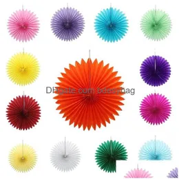 Decorative Flowers Wreaths 5Pcs/Lot Tissue Paper Fans Hanging Flower Crafts For Diy Backdrop Party Birthday Festival Showers Drop Deli Dhev3