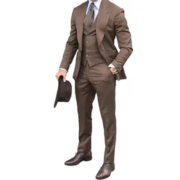 고급 영국 웨딩 턱시도 신랑 착용 남성복 슬림 한 피크 라펠 댄스 파티맨 신랑 블레이저 디자인 재킷 바지 넥타이 220h