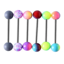 Anéis de língua Moda Acrílico Corpo Jóias Piercing Barbell Stud Rodada Anel de Mamilo 14G Entrega Rápida Dhgarden Dhi7T