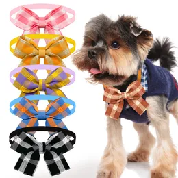 Hundkläder 10st rutiga bowties husdjur bowknot söta grooming hundar slips för små kattunge föremål husdjur tillbehör 230915