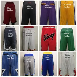 2021 Team Basketball Short Just Don Pantaloncini sportivi Pantaloni Hip Pop con tasca con cerniera Pantaloni sportivi Blu Bianco Nero Oro Viola Mens Sti242T