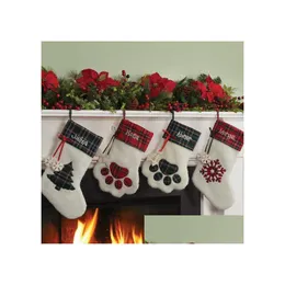 Christmas Decorations Hanging Stockings Socks Candy Stocking Hanger Toys Gift Bags Bear Paw Snowflake Tree Ornaments Drop Delivery Hom Dhusc