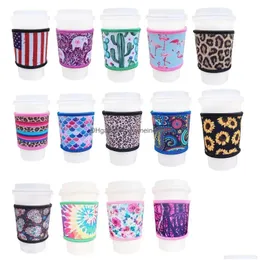 Party Favor Other Drinkware Anti-Slip Neoprene 4Mm Thick Collapsible Heat Resistant Coffee Cup Insated Sleeve For Tea Cold Drinks Drop Dhxli