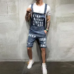 Jaycosin New Fashion Men's Hole Jeans Jumpsuits Shorts Summer Streetwear Ejressed Denim Bib Overalls For Man Suspender Pant249g