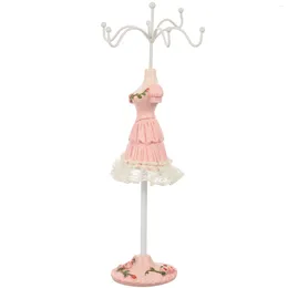 Jewelry Pouches Pink Hangers Display Stand Mannequin Rack Rotating Holder Earring Storage Organizer Metal