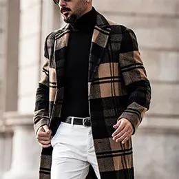 Men's Wool Blends Autumn Winter Fashion Men's Woolen Coats Solid Color Single Breasted Lapel Long Coat Jacket Casual Overcoat Casual Trench 230915