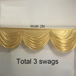 2M 3 curtain swags gold wedding backdop curtain swag drapery swags small table skirt swag for event party decoration289Q