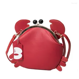 Kvällspåsar söta gåva flickor krabba väska unika design damer kedjor djur messenger kvinnor crossbody axel säck