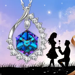 Exquisite and Creative Water Drop Pendant Hollow Zircon Necklace for Women Proposal Jewelry Accessories Banquet Gift for Lover