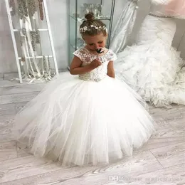 Vintage Full Lace Flower Girl Dresses for Weddings Floor Length Cheap Girl Pageant Gowns Kids Princess Communion Dress243m