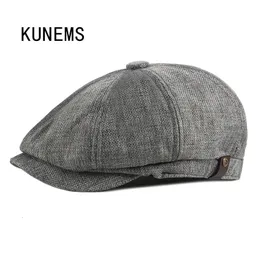 Berets KUNEMS Fashion Hat for Mens Cap Retro Tat Hats Boinas Letni oddychający Słońce Designer Octagon Peaky Blinders 230915