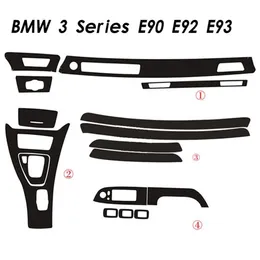 Autocollants en Fiber de carbone pour poignée de porte, panneau de commande Central intérieur, pour BMW série 3 E90 E92 4 portes, accessoires de style de voiture 195w