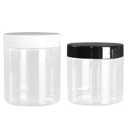 wholesale Dia.68mm PET Clear Plastic Empty Bottle Cosmetic Packaging Hair Wax Pot Plastic Cap Aluminum Lid Food Candy Flower Tea Jars 12 LL