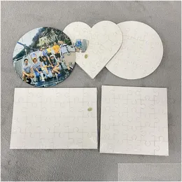 Party Favor Sublimation Blank Jigsaw Puzzles Heart Love Shape Blanks Puzzle Transfer Printing Consumables Child Toys Gifts Drop Delive Dhpo5