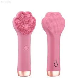 Scrubber elettrico per il viso Spazzola per pulizia elettrica in silicone per il viso Zampa di gatto Massaggiatore vibrante Punti neri Struccante Pori puliti Lavaggio del viso Strumento per la cura della pelle L230920