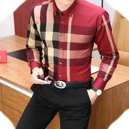 Mens Dress Apparel Designer Casual Slim Fit Long Sleeve Business Shirt Male Print Autumn Cotton Cotton Derts Men Men Brand #02242L