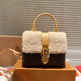 Autumn and winter wool bag womens ski series lock bag Designer bag purse shoulder envelope bag Luxury leather handbag gold flap clutch tote Plain lou vutti