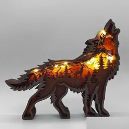 Inne wystrój domu 3D dziki wilk rzemieślnik laserowy materiał drewno drewniany dar