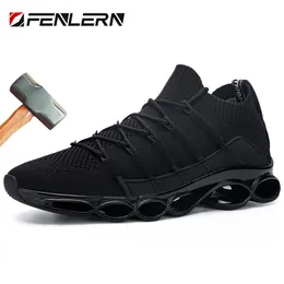 Модельные туфли Fenlern Защитная обувь Мужская обувь без шнуровки с композитным стальным носком Легкая амортизирующая рабочая обувь Мужские рабочие кроссовки 230915