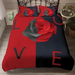 Homesky Rose Flower Bedding Sets 2 3 PCS King Queen Size 아름다운 여성 이불 커버 세트 인쇄 이불 세트 침대 린넨 세트 2011244R