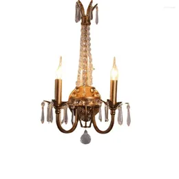 Wall Lamp French Country Crystal Classical Pastoral Bedroom Bedside American Villa vardagsrum Vintage Hall