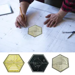 Ferramentas de medição régua hexagonal guia de desenho criativo multifuncional claramente marcado diy reutilizável modelo de aperto de acolchoamento
