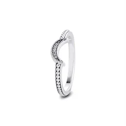 Authentischer 925 Sterling Silber Ring Halbmond Perlen Hochzeit Verlobungsringe für Frauen Modeschmuck Geschenk Bijoux Femme311t