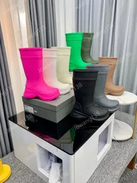 Cr Paris OCS Rain Boots 디자이너 남성 남성 여성 기병 부츠 봄 가을 스타일 패션 부츠 고급 에바 고무 및 플라스틱 안티 슬립 굵은 바닥 야외 부츠 크기 35-45