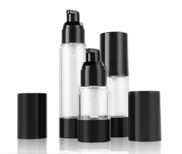 Bouteilles d'emballage 15 ml 30 ml 50 ml pompe noire vide, 30 ml en plastique sans air rechargeable