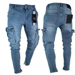 Jeans para hombres E-BAIHUI Hombres Diseñador flaco desgastado Pantalones delgados para hombre Pantalones rectos Hip Hop jogging LF806 TF8061174p