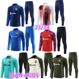 Ansu Fati Camisetas De Football Barcelona Adult Tracksuit Kit 23 24 바르셀로나 남성 및 어린이 Barca Boys Lewandowski F. De Jong Training Suit Cantket Chandal