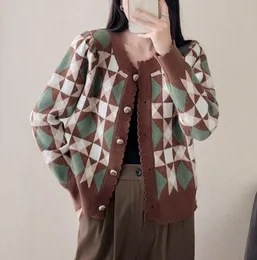 Suéteres de marca para mujer, cárdigan con patrón de letras de diseñador, abrigo, abrigo de lana mezclado con cuello en V, abrigo de manga larga
