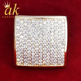Pierłdy ślubne Bling męski pierścionek aaazircon złoty kolor miedziany materiał mrożony w pełni czubka biżuteria moda biżuteria rozmiar 712 230915
