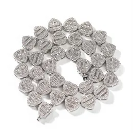 Теннисная цепочка Iced Out 12 мм с зубцами Micro Pave, кубинское звено, цепочка, ожерелье для мужчин и женщин, цепочки с сердечками, свадебные украшения Gift2962