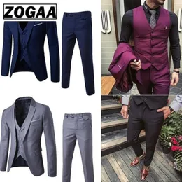 Herrenanzüge Blazer ZOGAA Herren Blazer Hochzeit Bräutigam 2021 Plus Größe 3 Stück Anzug Set Männer Einreiher Lässige Mode Slim269M