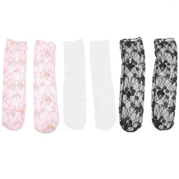 Ensembles de course 3 paires de chaussettes élégantes uniques pour femmes, bas classiques pour filles, beaux courts d'été à la mode pour femmes