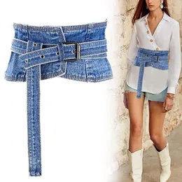 Kemerler denim renk shapewear kadınlar gotik vapur bel cinchr bustiers siyah nikel buckel pim bayanlar için slayt