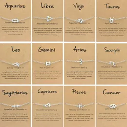 Classic 12 Constellation Armband Fashion Justerbar Bling Bling Rhinestone Astrology Zodiac Sign Armband For Women Girls Gifts