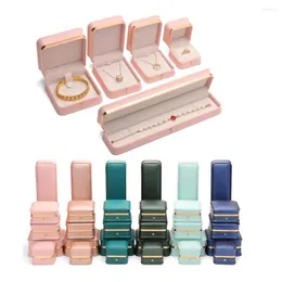 Jewelry Pouches PU Display Box Portable Travel Bracelet Necklace Storage Case For Wedding Packaing Supplies Engagement Ring Pendant