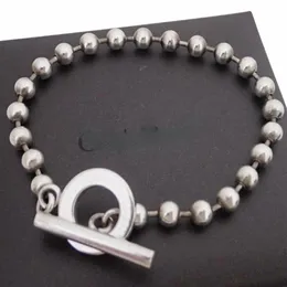 Luxury 6UCCI Jewelry Circle Ball Chain Pärled Toggle 925 Sterling Silver Armband för kvinnor Män Par med Logo Brand Box Bangl267J