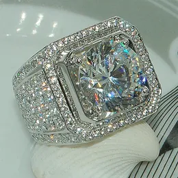 Nya hiphip full diamantringar för män kvinnors högkvalitativa fashaion hiphop -tillbehör kryat ädelstenar 925 silver ring men'286o