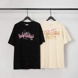 Galerias DEPT Harajuku 23SS Vintage Lavado selo de ouro Letras BODY COCKTAILS Impresso Logo Camiseta Solta Oversized Hip Hop Unissex Manga Curta Tees EKK