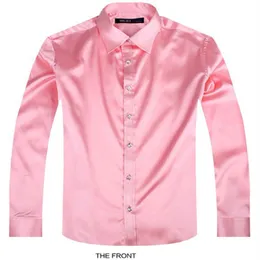 2017 Pink Luxury the groom shirt male long sleeve wedding shirt men's party Artificial silk dress M-3XL 21 colors FZS27276e